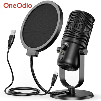 Oneodio-FM1 USB 콘덴서 마이크 전문 스튜디오 DJ 녹음 스트리밍 마이크, PC 노트북 게임 유튜브용 팝 필터 포함