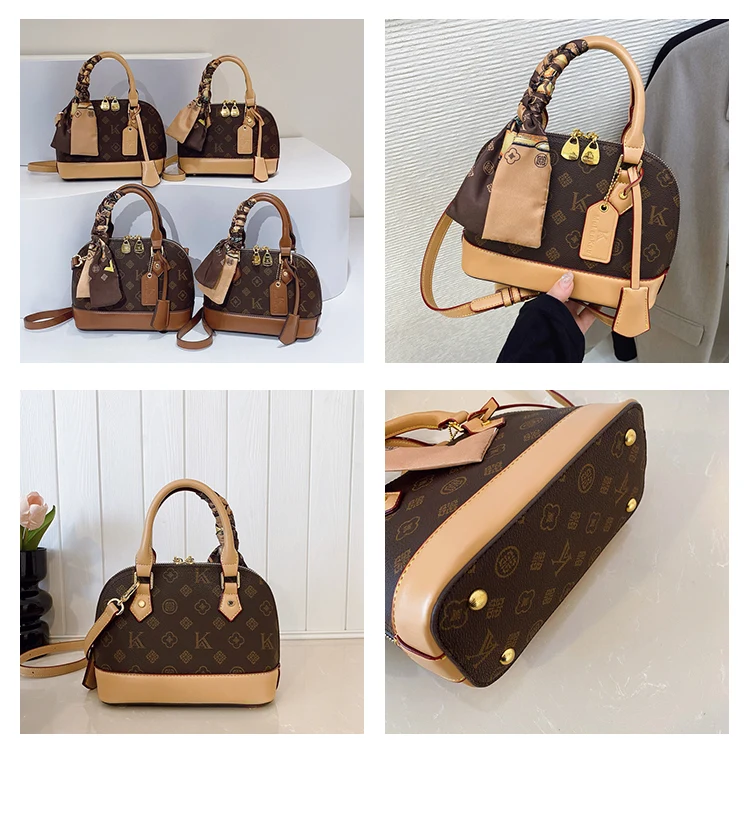 Damen Mini-Shell-Tasche, Seidenschal-Dekoration, Modische Handtasche, Vielseitige Schulter- und Umhängetasche – Detail 6
