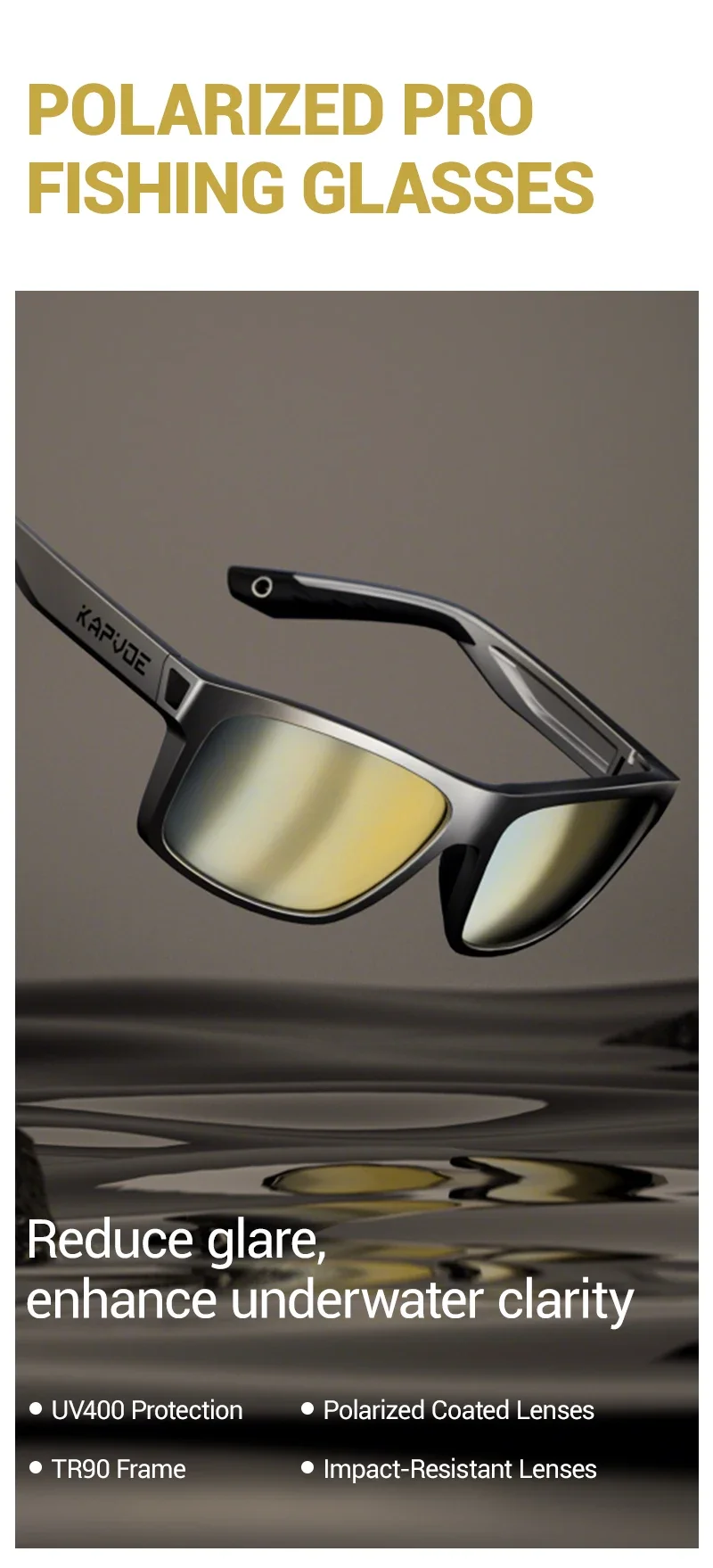 KAPVOE Neue Polarisierte Radfahren Gläser Outdoor Angeln Sonnenbrille Wandern Laufen Fahrrad Brille Männer Stick MTB Rennrad Brillen – Detail 2