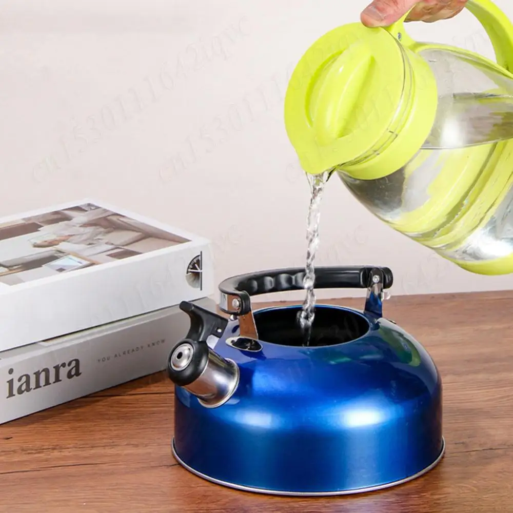 3L Stainless Steel Whistling Tea Kettle Water Boiler Heat-Resistant Flat Bottom Teapot Multi-Function Camping Pot All Stoves