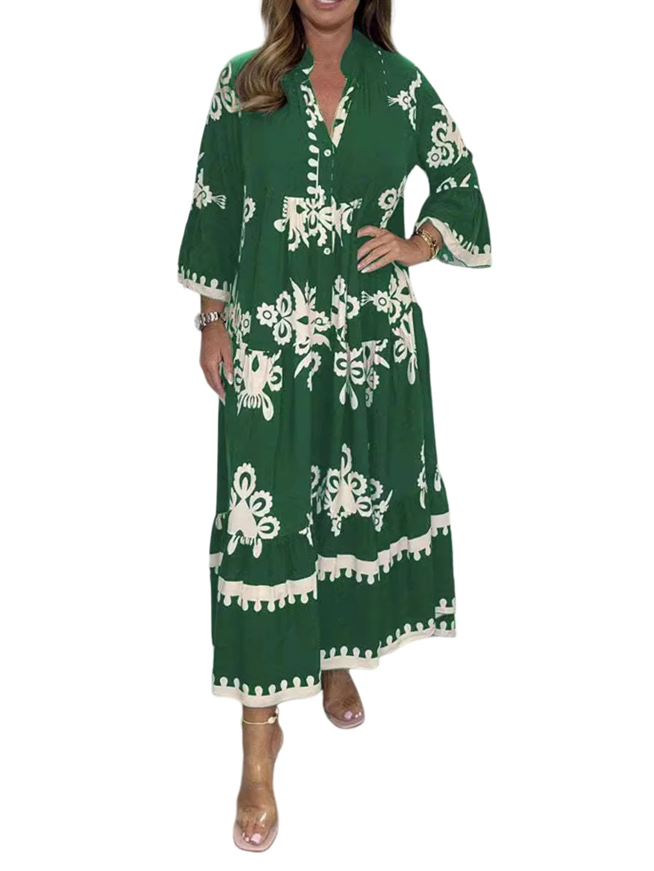 

Женское платье с длинным рукавом, Свободное длинное платье для отпуска, уличная одежда на лето