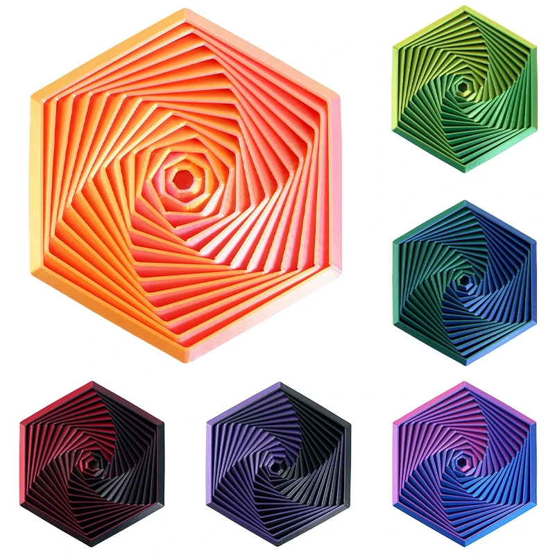3D Printed Fractal Fidget Hexagon Fidget Spiral Toy Anti-Anxiety Decompression Toy Desktop Decoration Crafts Figurines Miniature