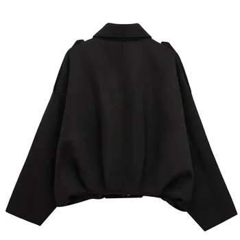 سترة نسائية ربيعية HXAO 2025 من جلد الغزال بسحاب ملابس خارجية فضفاضة عصرية عتيقة معطف أسود وأخضر ملابس خروج غير رسمية 5