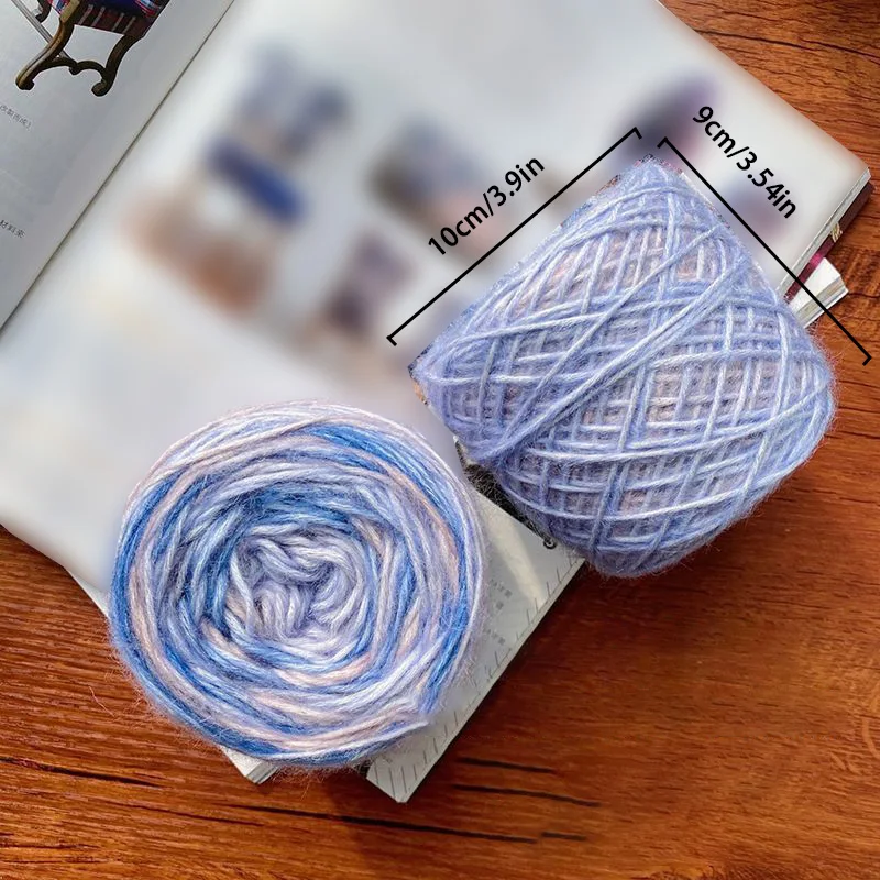 Description Picture 2 of item50g/Ball Colourful Chenille Mohair Yarn Hand-knitted Wool Blends Cake Yarn DIY Knit Long Hair Cashmere Baby Rainbow Sweater Hat