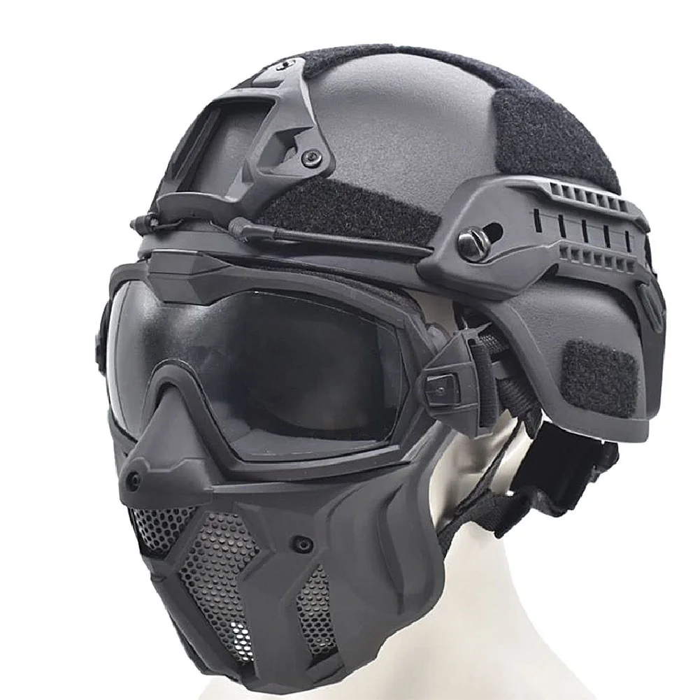 

Tactical Helmets & Removable Anti- Fog Mask, Outdoor Protective Full Face Mask Helmet Set for Airsoft Paintball Shooting