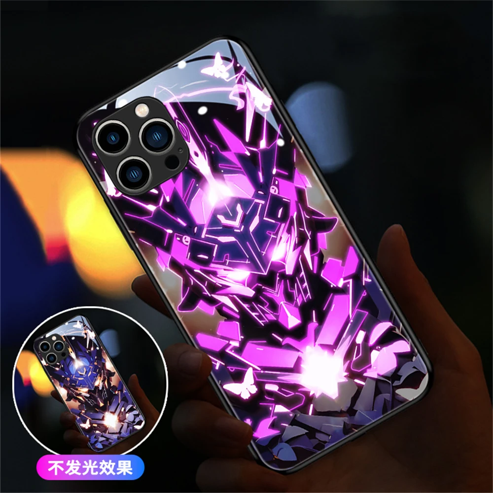 

Super Armor Pattern Smart LED Light Glow Tempered Glass Phone Case For Honor 50 60 70 80 Pro V40 Play5 Huawei Nova 7 8 9 10 11