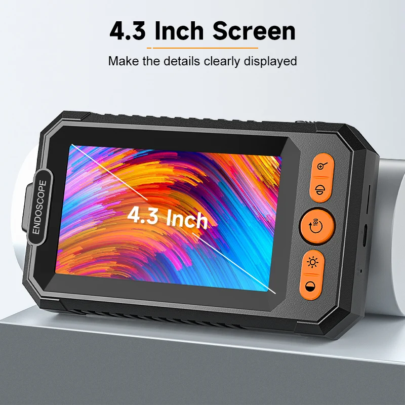 Industrial Endoscope 4.3'' IPS Screen HD1080P 8MM USB Camera 2M-100M Car Pipe Sewer Inspection Borescope 8LED 2600mAh Waterproof 3