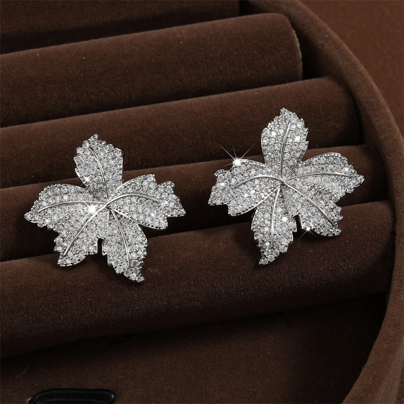 ZAKOL New Sparkling Micropaved Zirconia Leaf Flower Earrings Elegant Luxury Glamor Wedding Party Jewelry For Women 2