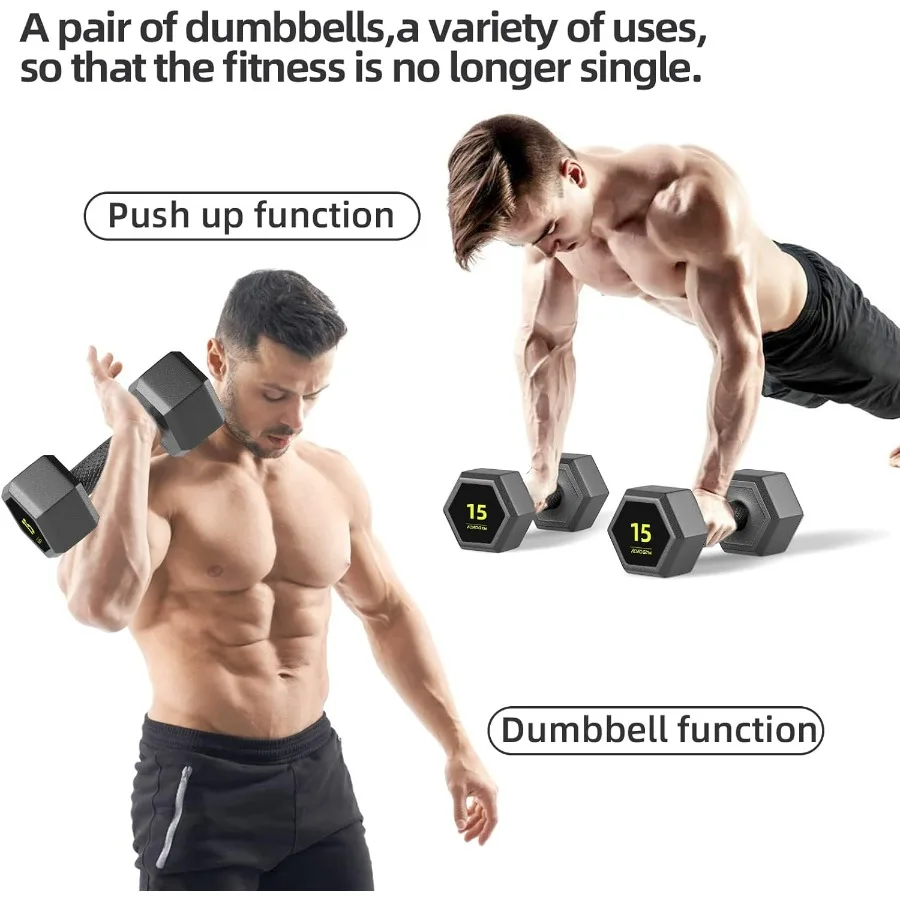 Hex Dumbbells PVC Encase Coating Free Weight Dumbbell Set for Strength Training, Home Gym Fitness and Full Body Workout