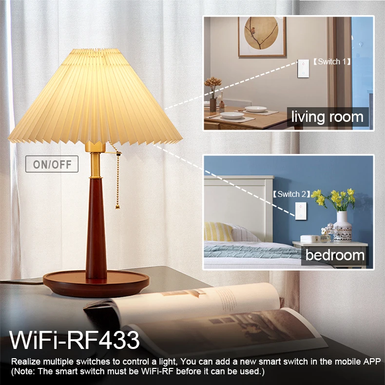 Description Picture 6 of itemTuya Smart Life Light Switch US 1/2/3 Gang No Neutral Wire Touch Sensor LED Light WiFi Smart Wall Switch For Alexa Google Home