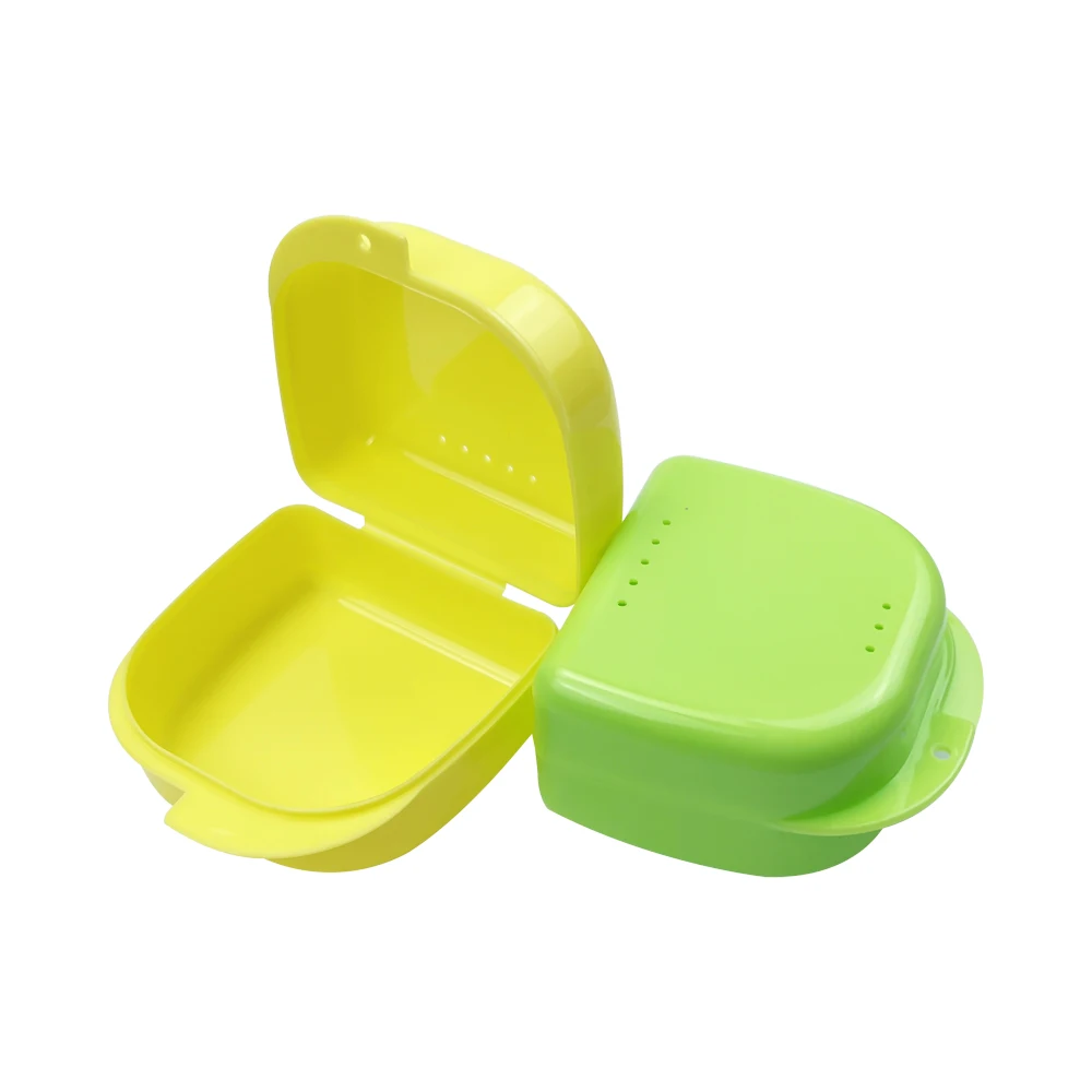 Multiple Colors Large Denture Storage Box Plastic Mouth Guard Braces Hook Container Air Vent Holes False Teeth Protective Box 4