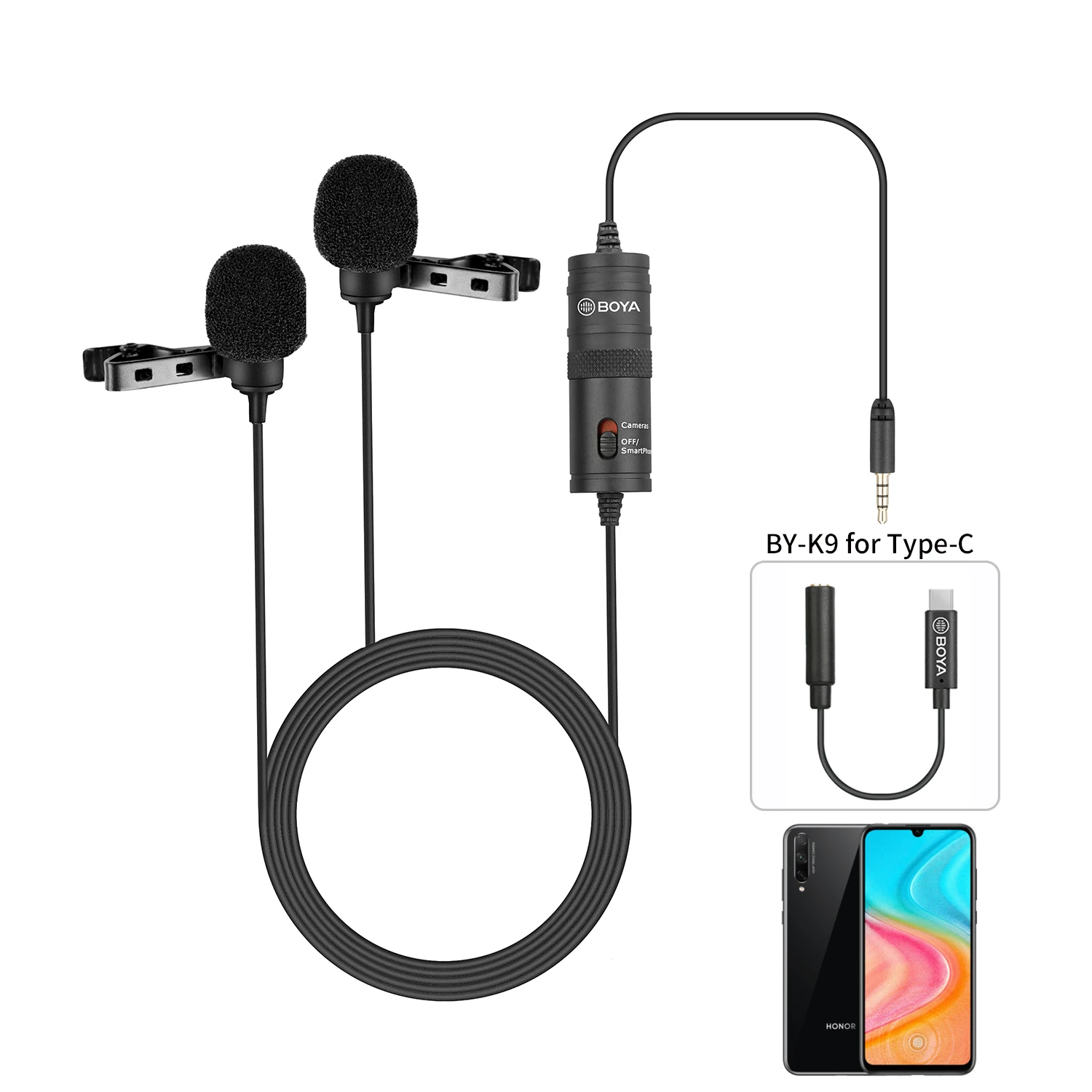 gaming mic BOYA BY-M1/M1 PRO/M1DM 6m Clip-on Omnidirectional Condenser Monitor Lavalier Microphone for Canon iPhone Podcast Nikon Sony gaming headphones with mic Microphones