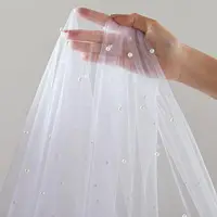 White Tulle Table Runner Pearl Tulle Tablecloth White Tablecloth Wedding Veil Fabrics for Wedding Arch Dessert Table Decorations 6