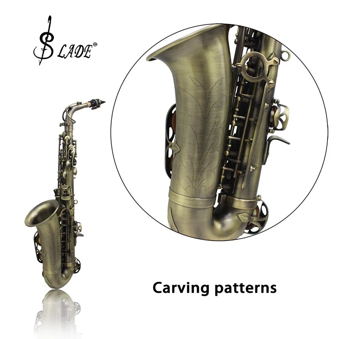 SLADE Retro Eb Alto Saxophone Abalone Shell Button Nickel Plated Carved Surface E Flat Instrument Sax With Accessories