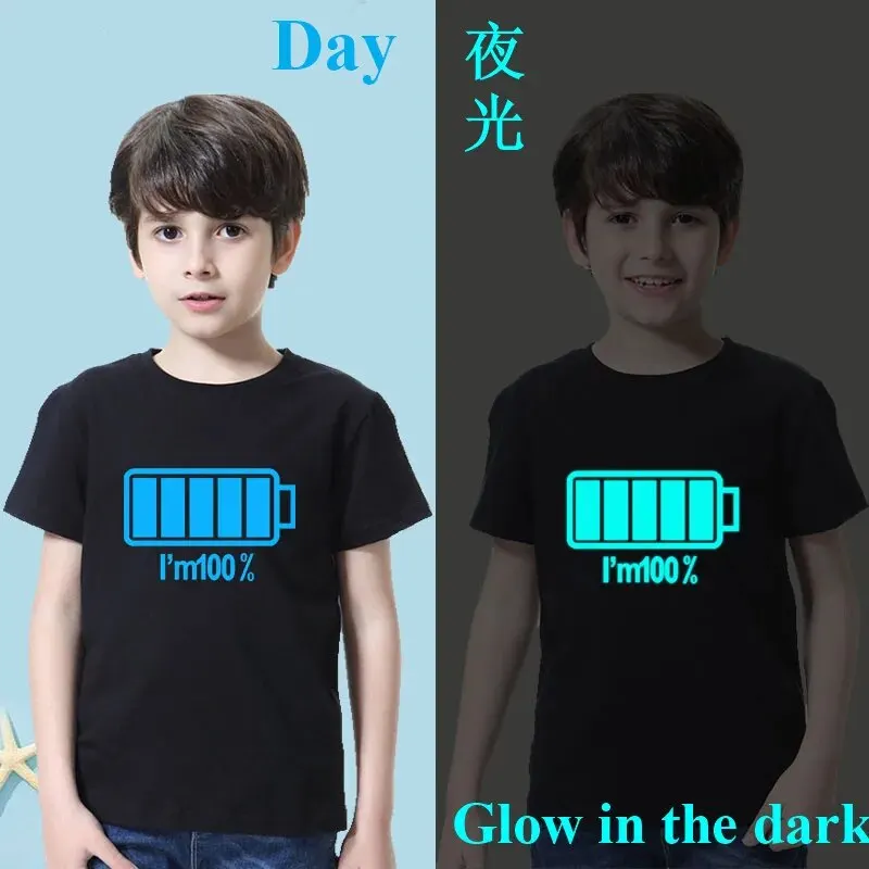 Camisetas luminosas con batería para niños, ropa de manga corta de - Main Image