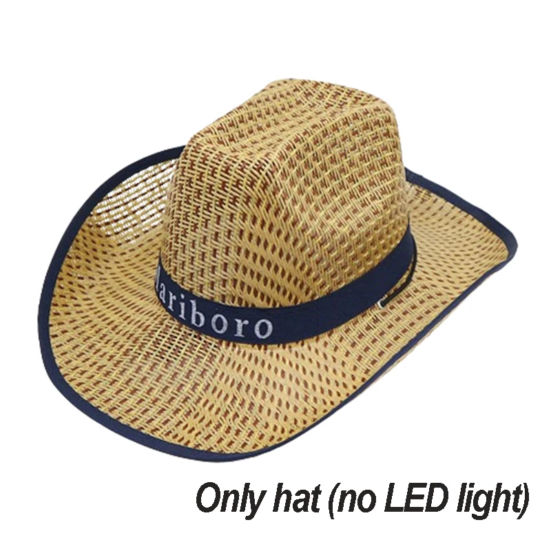 New Summer western cowboy hat visor caps for women decor LED cowboy cowgirl hat light up Summer beach night for men