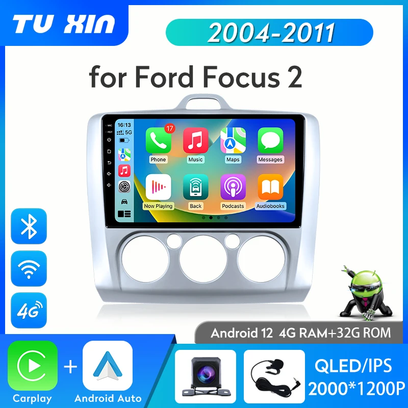 

Wireless CarPlay Android Auto Rad2Din Car Multimedia Player for Ford Focus 2 3 Mk2 Mk3 2004-2011 GPS Wifi Bluetooth 4G Car Radio