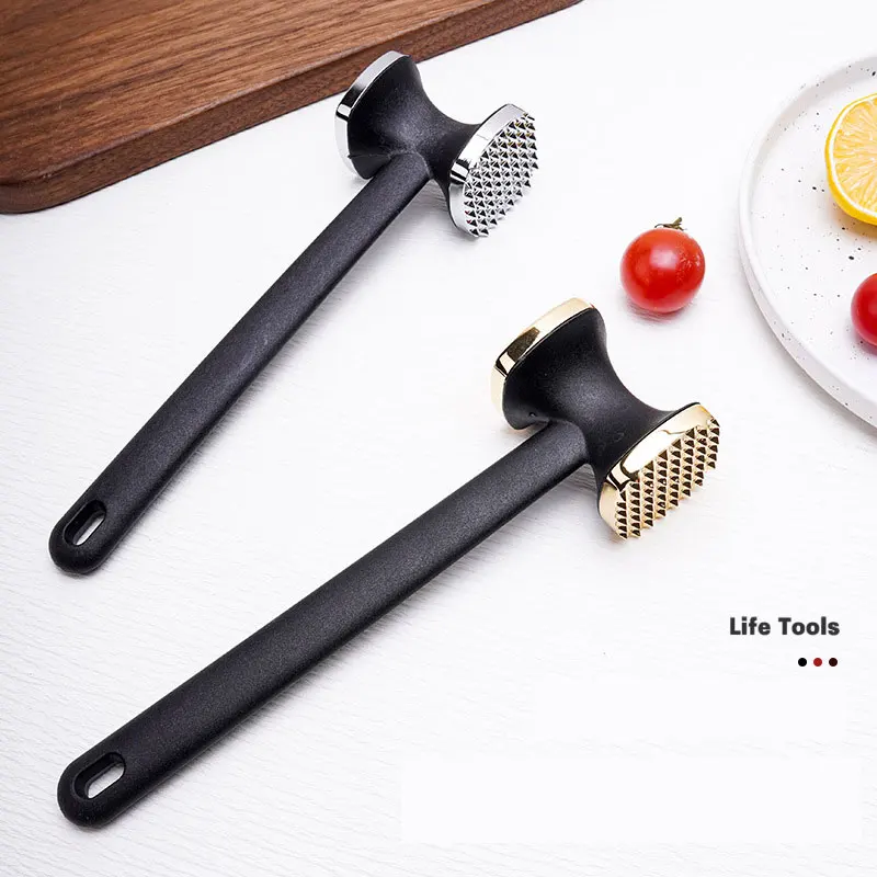 Zinc Alloy Meat Tenderizer Hammer Pork Chop Steak Loose Pounder Needle Dual-Sided Meat Mallet Rubber Grip Handle Kitchen Tool