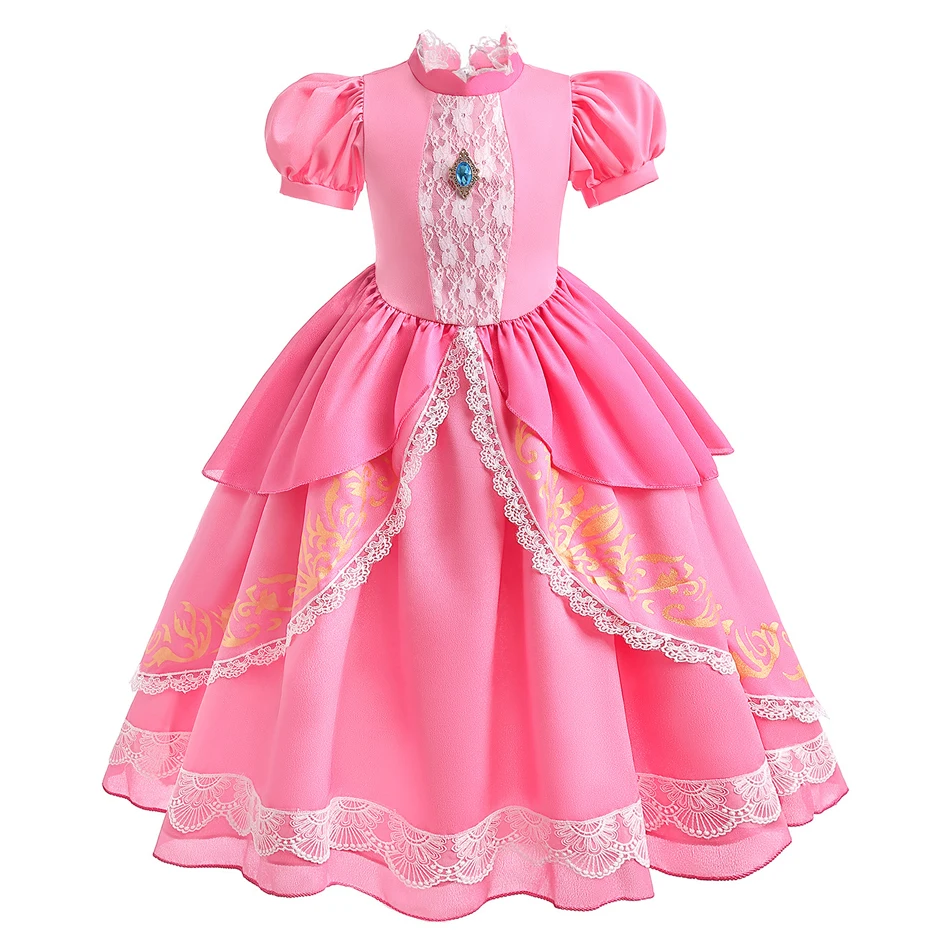 Děvče rosalina broskev kněžna šaty pro děti halloween růžová přestrojení kopretina cosplais šatstvo narozeniny vestido halloween karneval