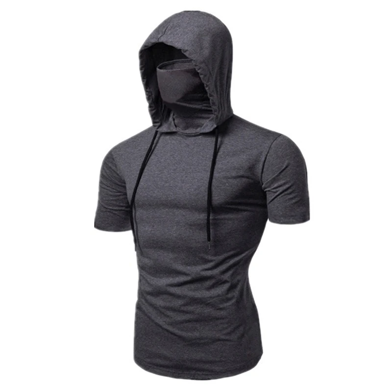 Zip Up Hoodie Sweatshirt Jacket Fleece Hoodies Print Hoodies Solid Color Hoodies Mens Gym Thin Short Sleeve With Mask Casual Splice Large Mask Tops Cycling