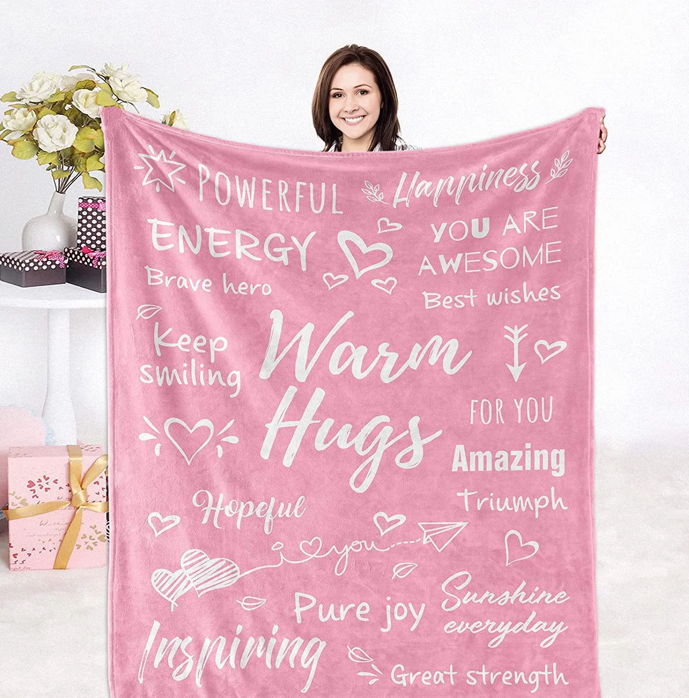 Ins letter envelope flannel healing text warm embrace gift nap blanket_voghion.com