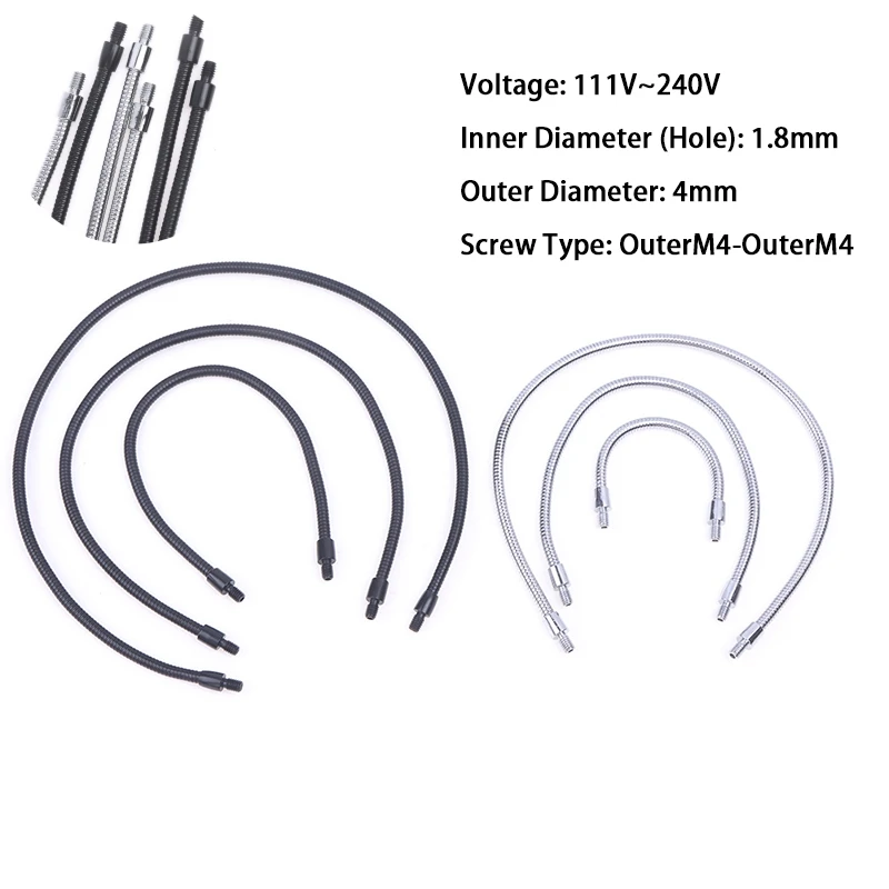 10/20/30/40cm LED Gooseneck M4 Black Silver Microphone Positioning Hose Two External Teeth M4 Flexible Snake Tube