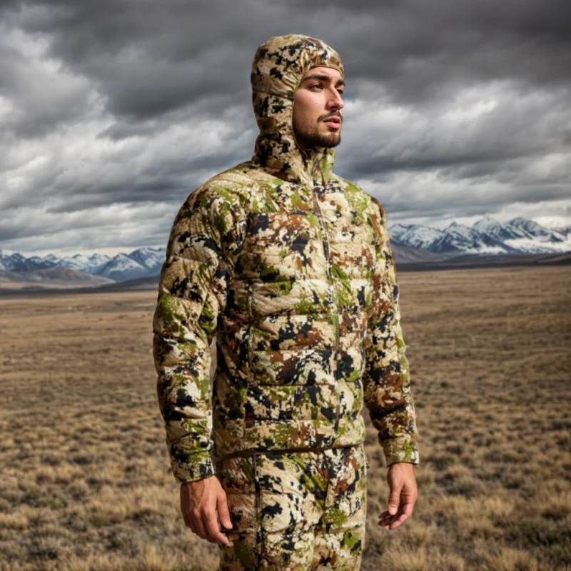 Men's Fall Winter Keven light camouflage hunting down jacket 3
