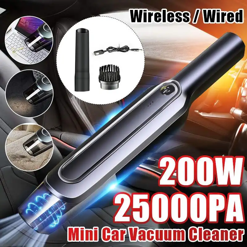 20000Pa 200W Handheld Wireless Car Vacuum Cleaner Powerful Cyclone Suction Cordless Wet Dry Car Home Vacuum Cleaner 4000mAh