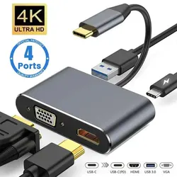 Universal USB - C Hub: 4 - in - 1 Adapter with 4K HDMI, VGA, PD Fast Charging, and Docking Station (4in1 USB C Hub)