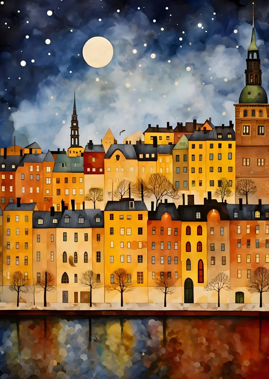 Nordic Watercolor Landscape Canvas Wall Art