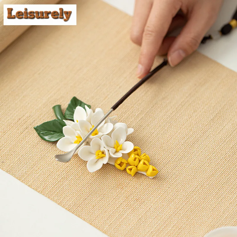 Handmade Pinch Osmanthus Incense Holder Water Fountain Decoration Incense Burners Consecrate Censer Yoga Supplies Ornaments