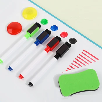 Set di 4 Pennarelli Magnetici per Lavagna con Gomma e Magneti per Ufficio e Scuola