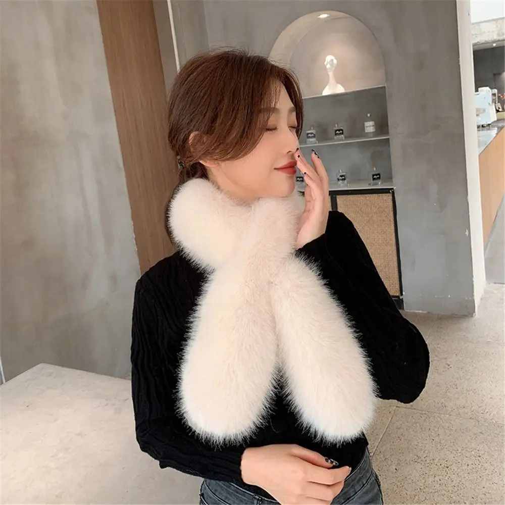 Versatile Winter Faux Fur Scarf Thick Warm Comfortable Neck Warmers Fluffy Soft Faux Fox Rabbit Fur Collar Scarf for Women