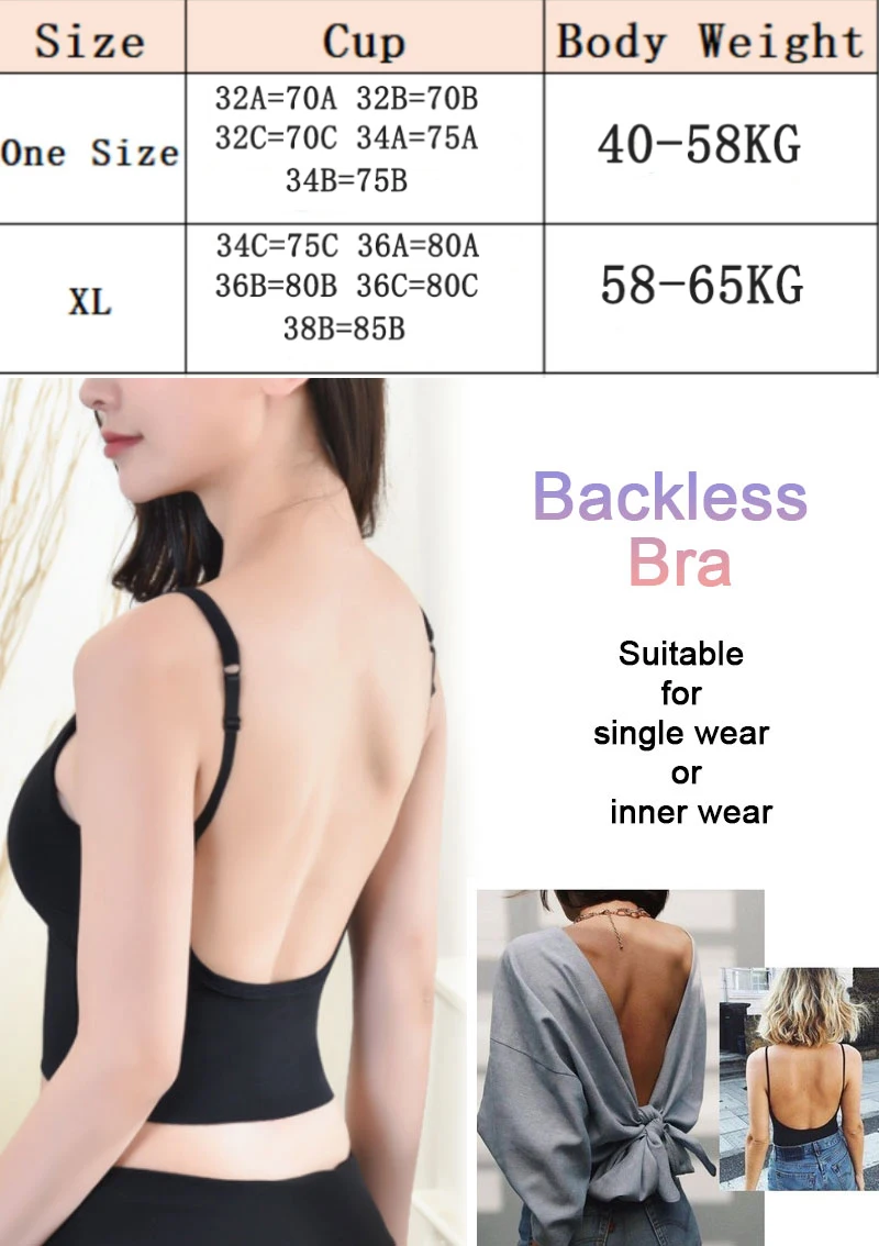Description Picture 2 of itemWomen Bra Ice Silk Backless Open Back Tank Top Seamless Bralette U Type Low Back Bras Push Up Wirefree Underwear Sexy Sports