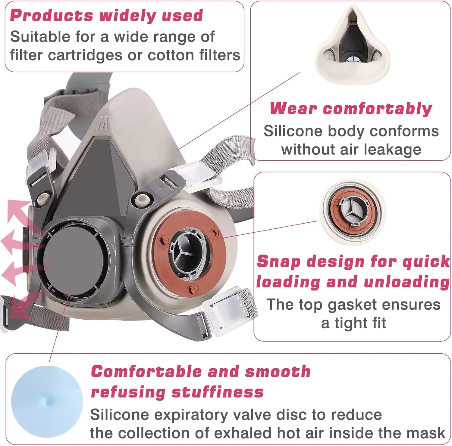6200 Dust Gas Respirator Half Face Dust Mask For Painting Spraying Organic Vapor Chemical Gas Filter Work Safety mask face mask gas mask dust mask half face respirator mask dustproof respirator