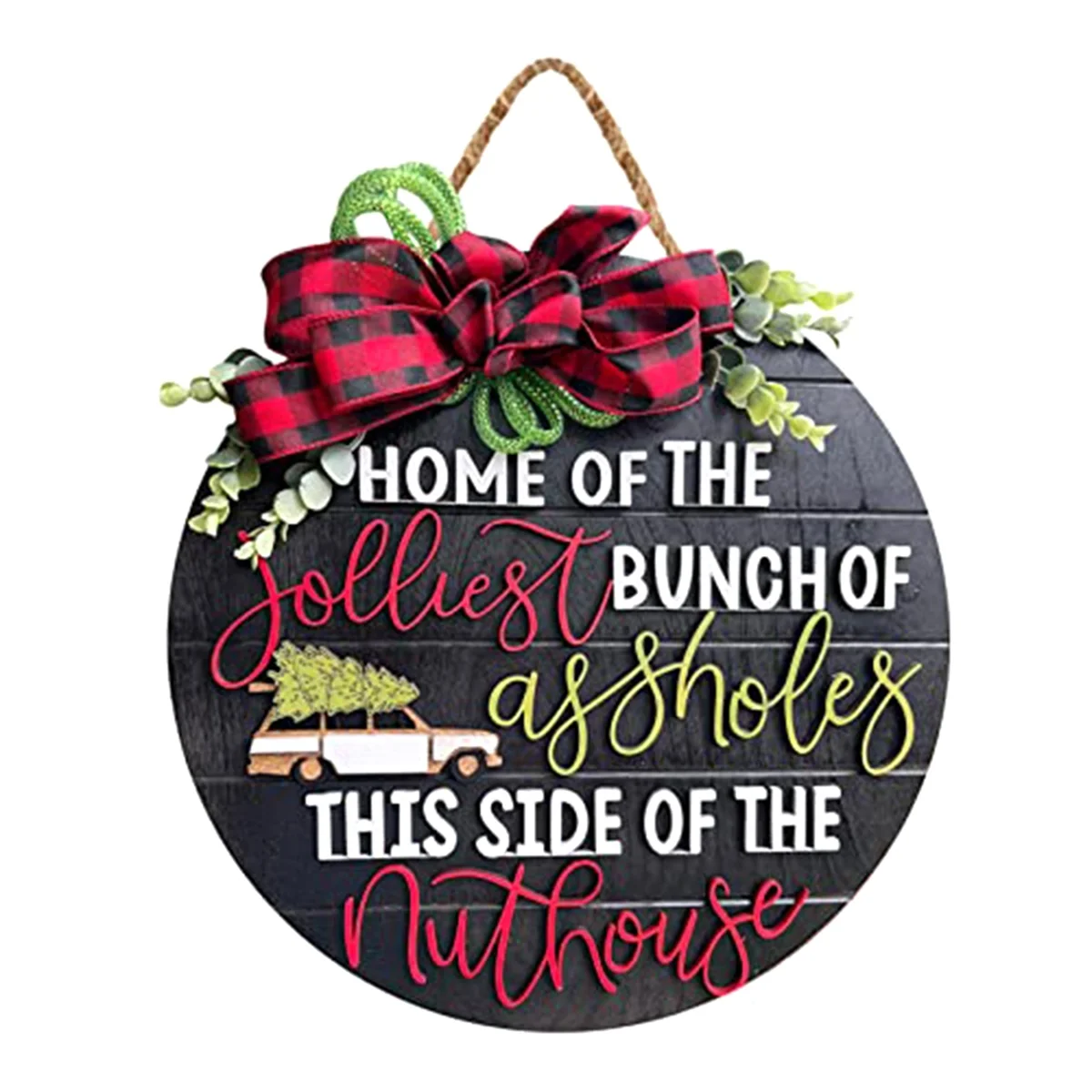 

Door Hanger Sign Welcome Sign for Front Door-Round Hanging Sign for Home Decor House Vacation Decor,Black