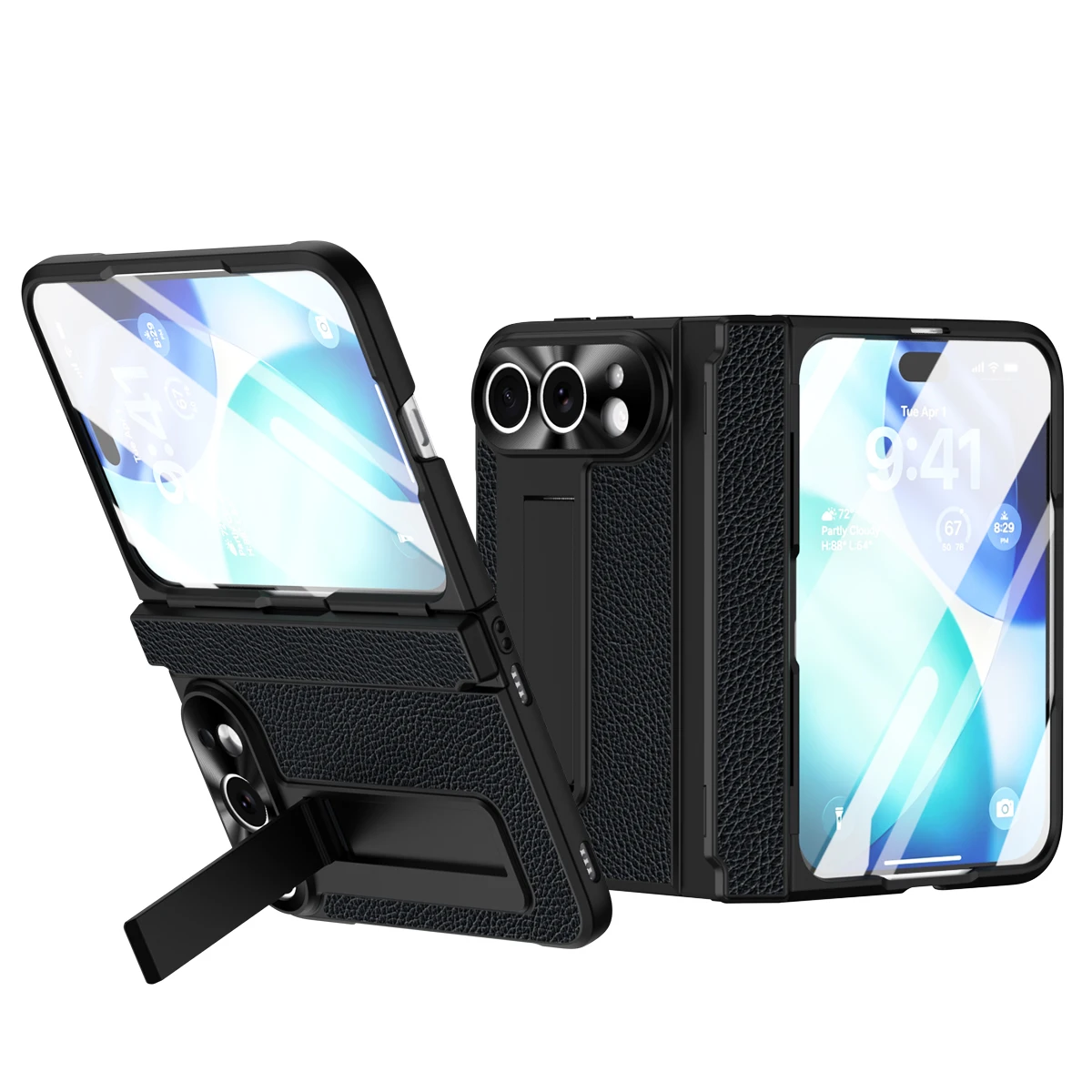 Magnetic Stand Case with Tempered Glass Film and Magsafe-Compatible Wireless Charging