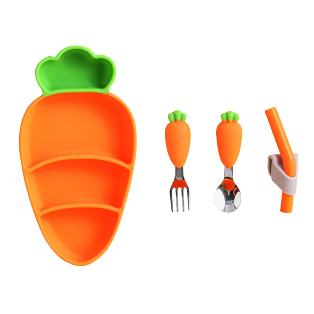 

Carrot Plate Baby Utensils Feeding Supplies Toddler Flatware Kids Forks 304 Stainless Steel Plates