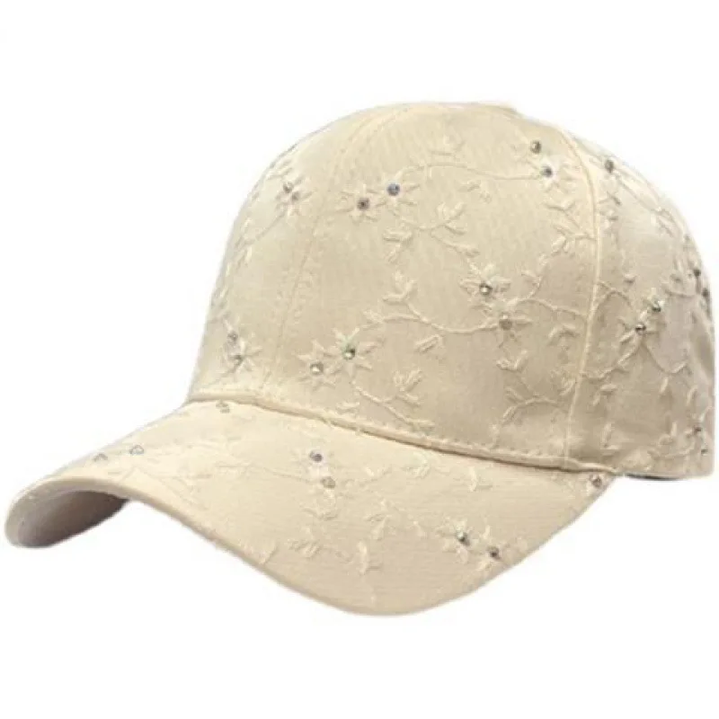 Baseball Cap Elegant Rhinestone Sun Duck Tongue Cap Fashionable and Versatile Summer Women's Flower Sunscreen Hat