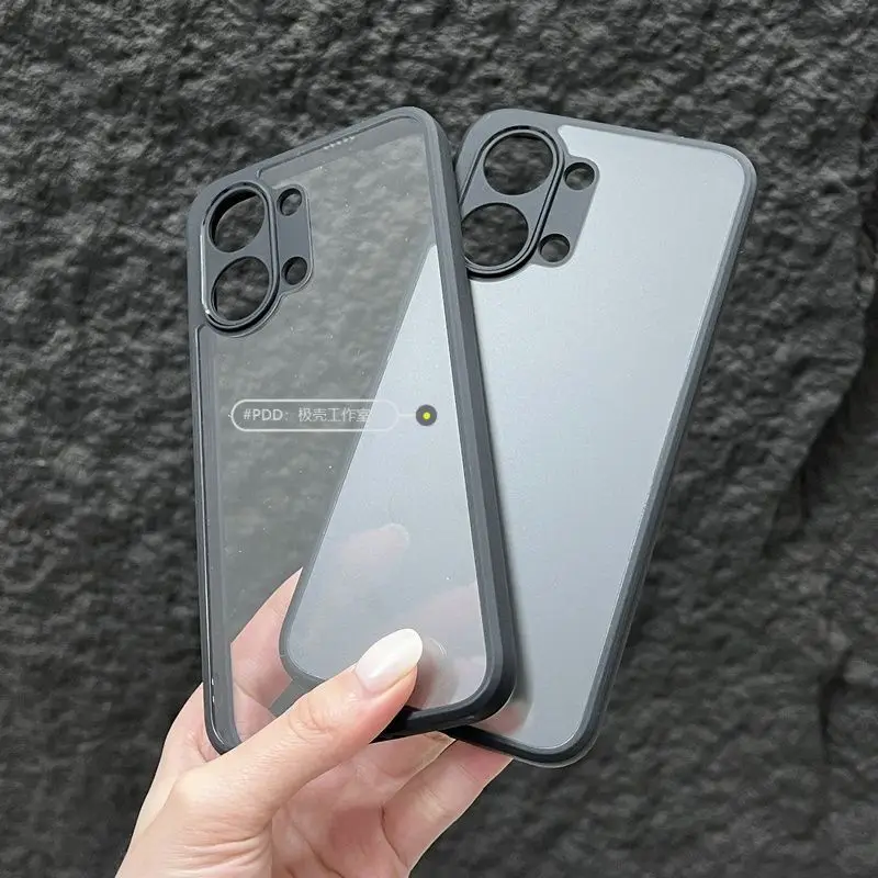 Frosted Transparent Black Back Panel with Black Frame PC-TPU Cover Case
