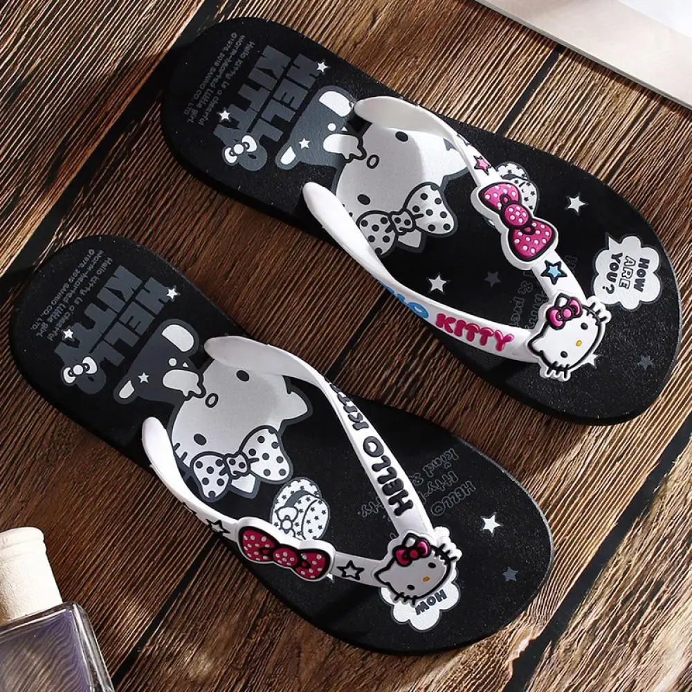 

Sanrioed Y2K Hello Kitty Slippers Anime Kawaii Summer Flip-Flops Pinch Beach Seaside Pinch Toe Creativity Fashion Trend Non-Slip