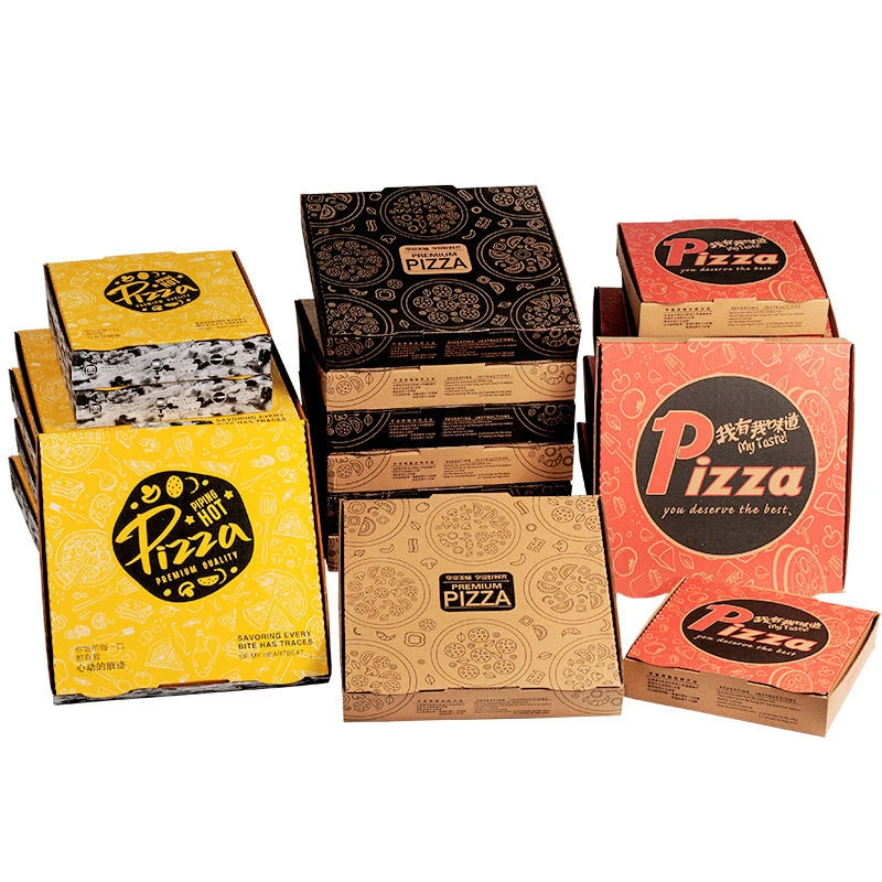 

Custom New custom design cardboard 32cm pizza box biodegradable rectangular 16x16 28x28 30x30 32x32 pizza packaging boxes
