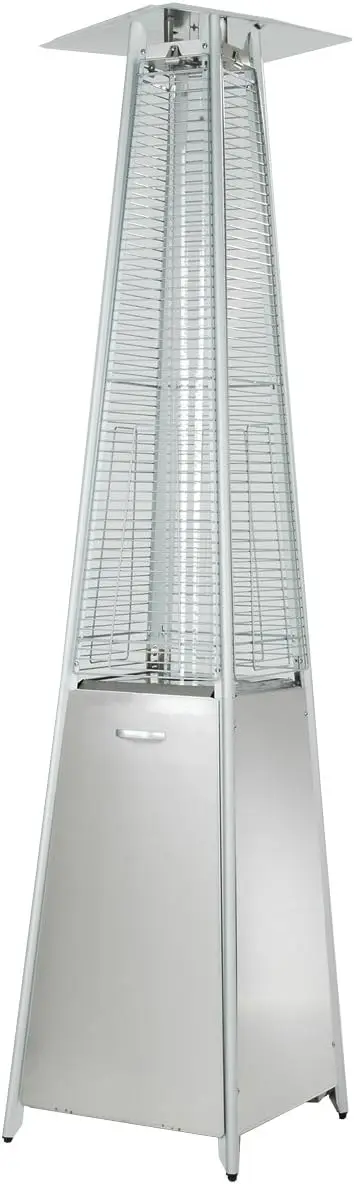HLDSO1-GTSS 91-Inch Tall Quartz Glass Tube Heater - Silver Mobility Wheels for Easy Movement Around The Patio or Deck