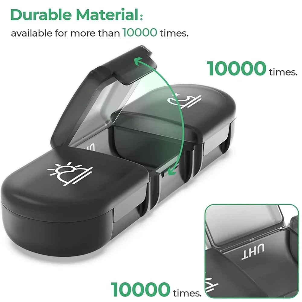 Portable 7-Day Pill Organizer for Vitamins, Medications & Supplements