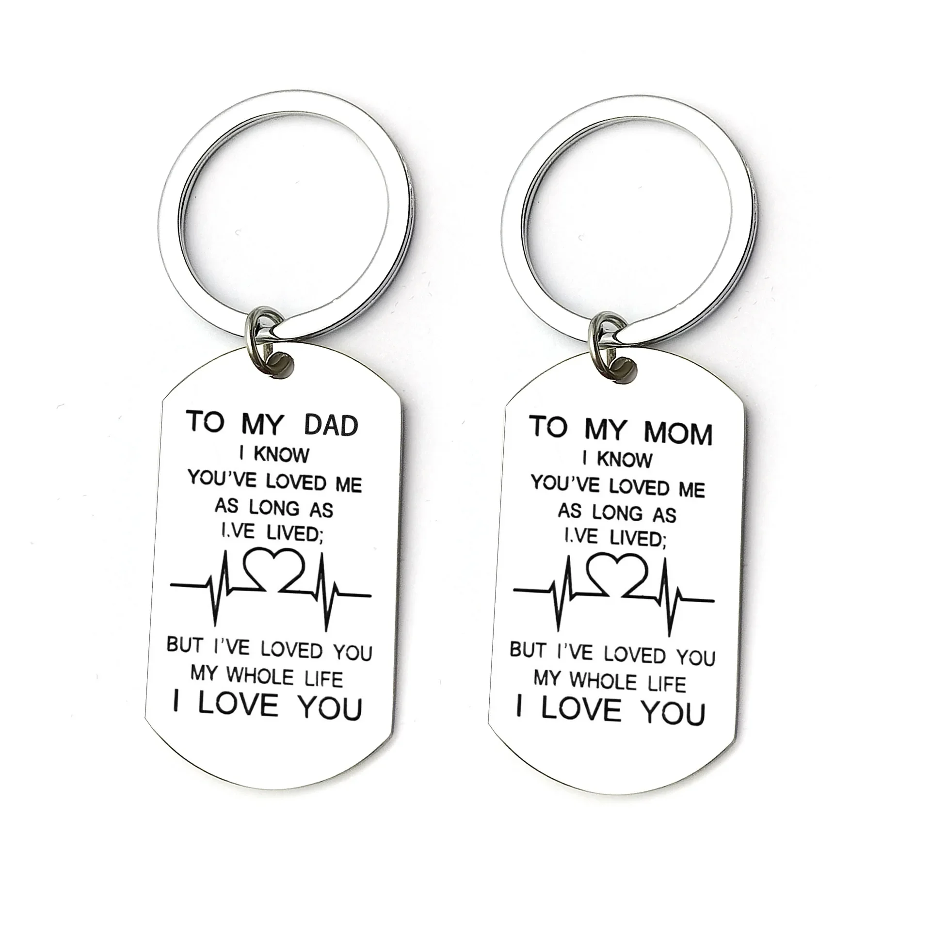 

Stainless steel tag necklace TO MY DAD/MOM key chain
