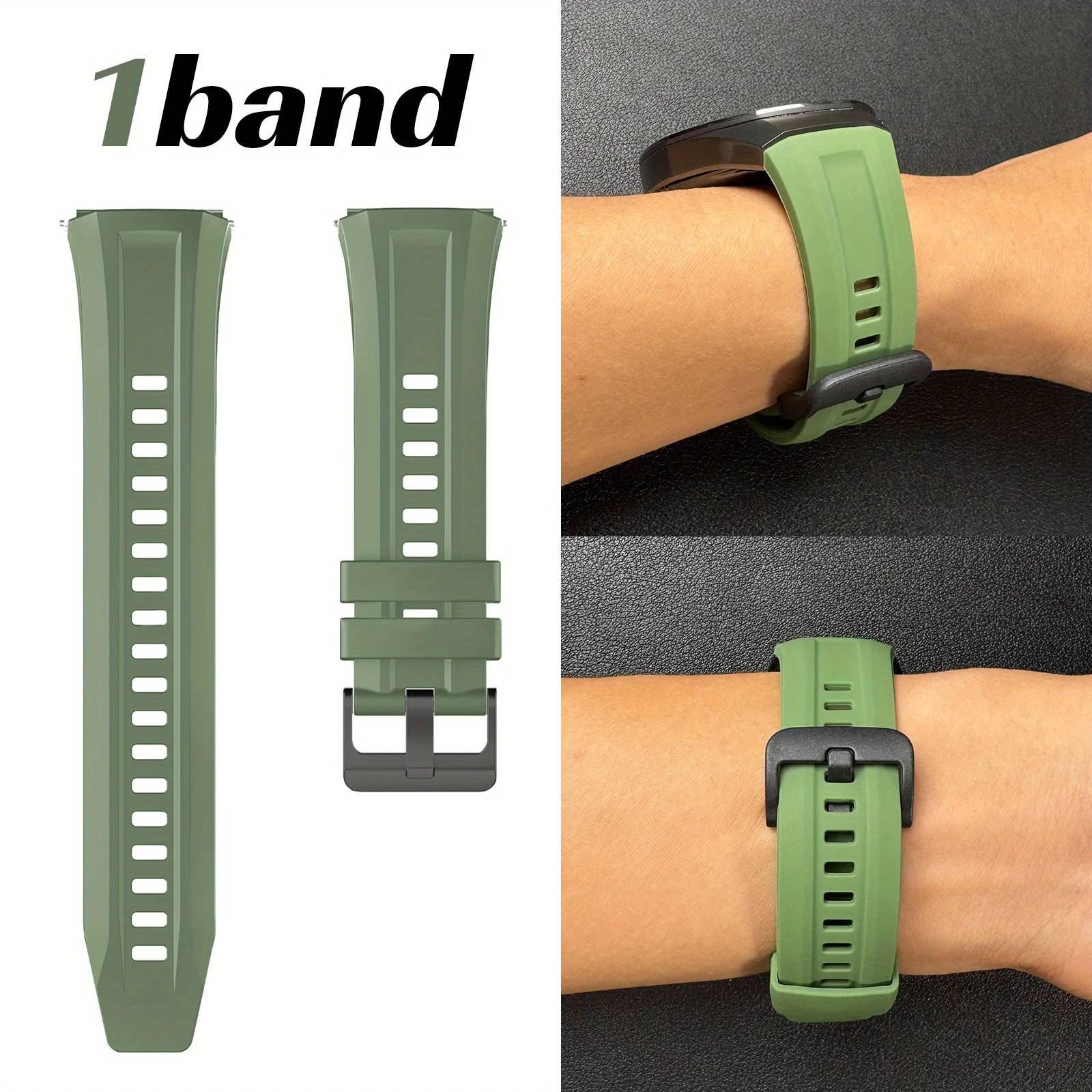 Breathable Multi-Color Silicone Watch Strap, 22mm, Sporty Business Style