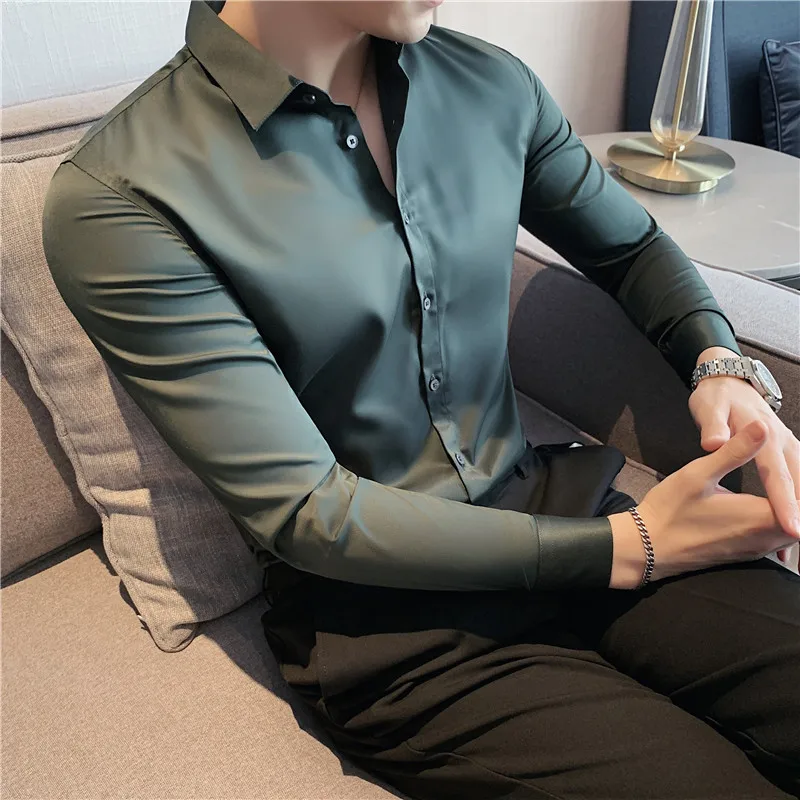 Brand Clothing Men Spring High Quality Business Long-sleeved Shirts/Male Slim Fit Fashion Office Dress Shirts Plus Size M-4XL