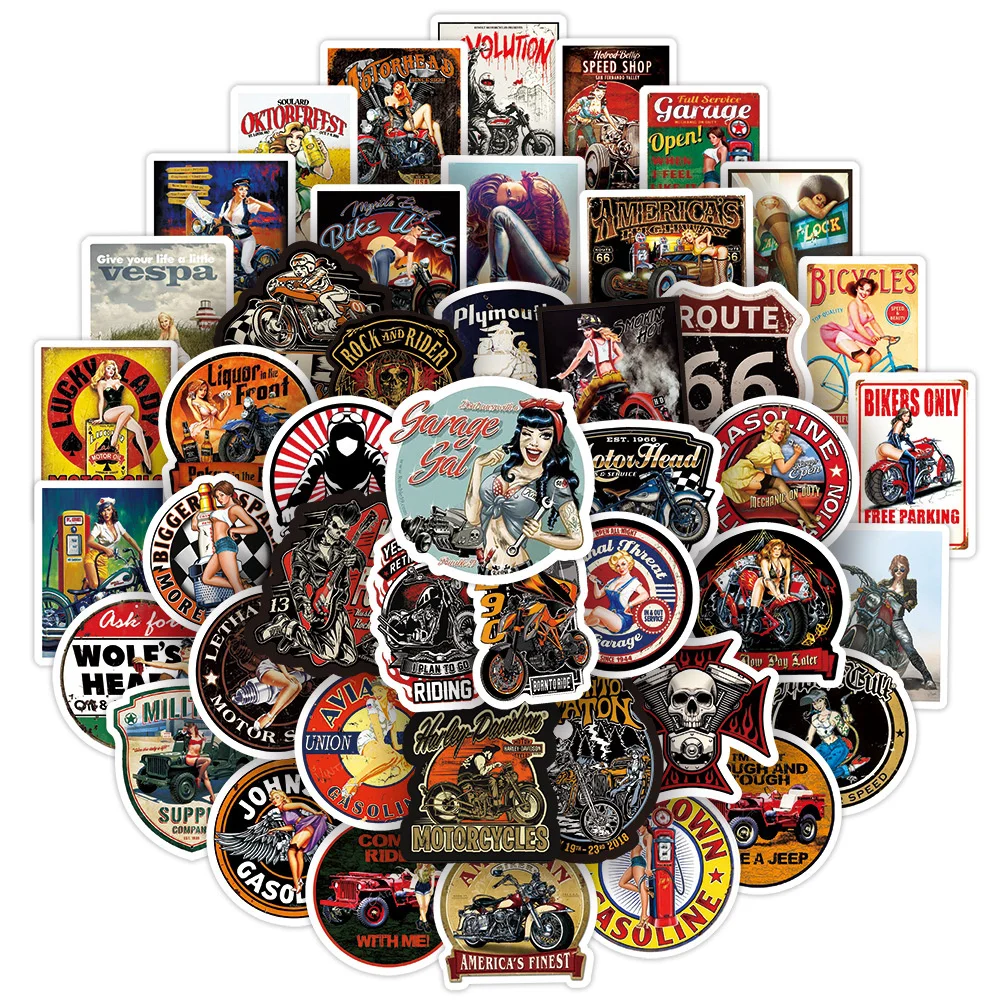 

10/30/50PCS Retro Style Classic Car Stickers Luggage Laptop iPad Skateboard Table Motorcycle Helmet Waterproof Sticker Wholesale