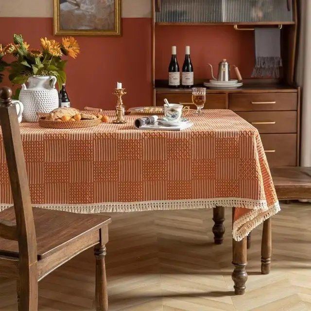 Household Plaid Tablecloth – Cotton Linen Table Cover with Modern Design 6