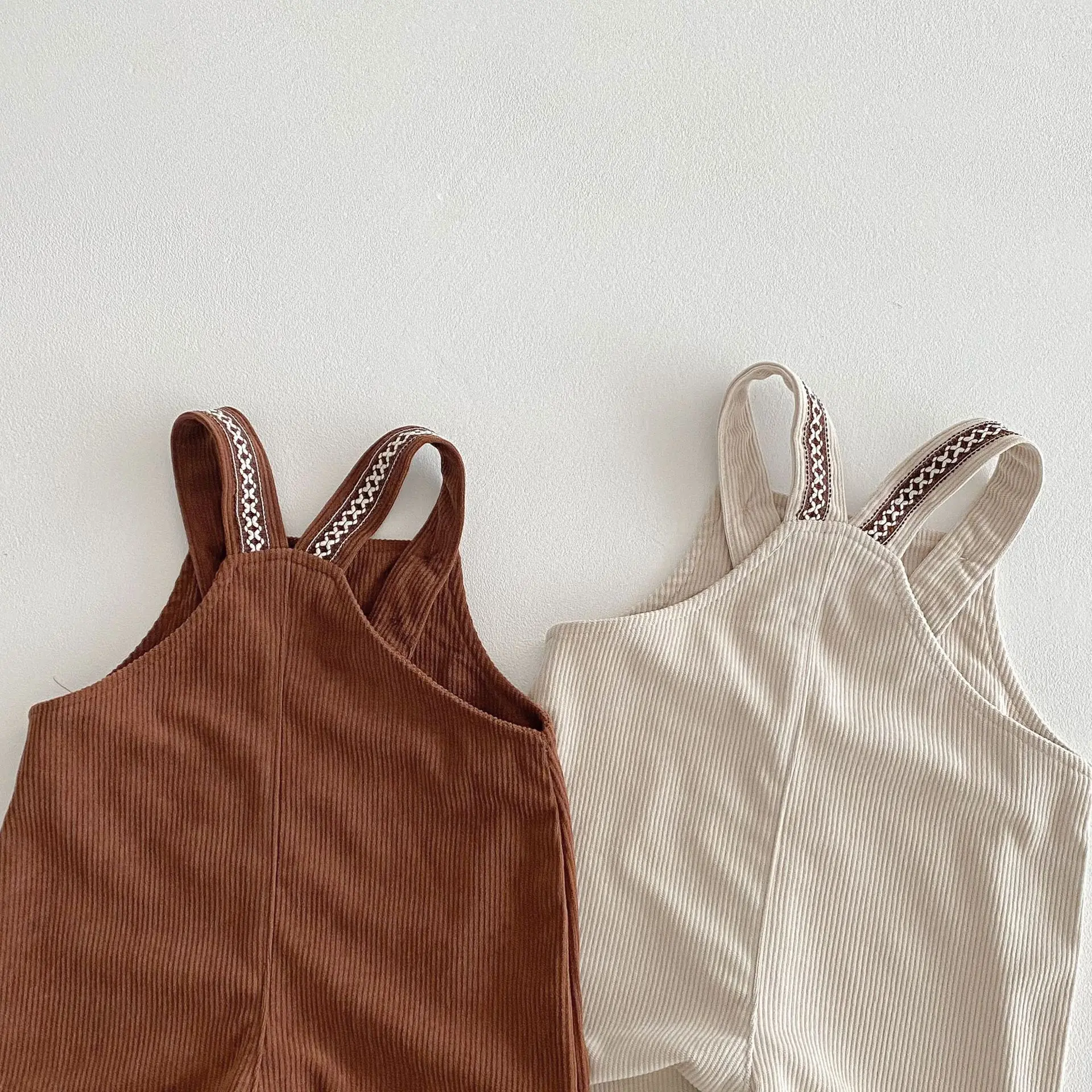 2025 Spring New Children Loose Corduroy Overalls Baby Girls Solid Casual Pants Boys Comfortable Strap Trousers Kids Clothes